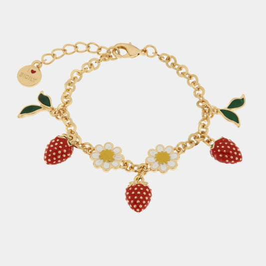 Bracciale in Metallo con fragole pendenti