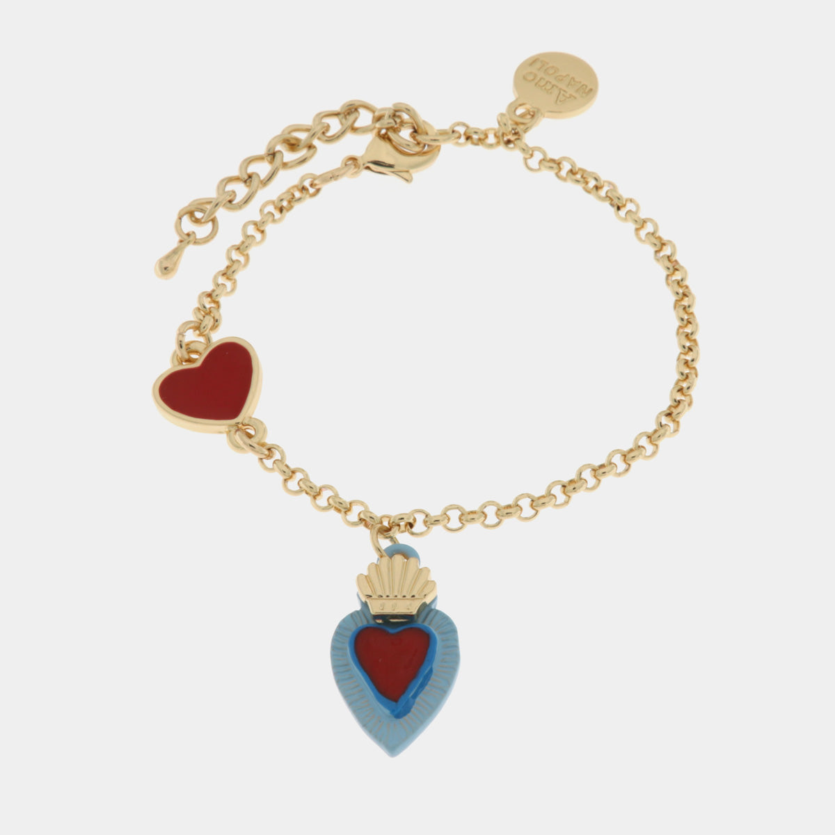 Bracciale in Metallo con cuore sacro colorato pendente