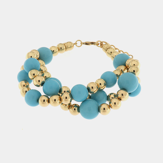 Bracciale in Metallo con palline e turchese