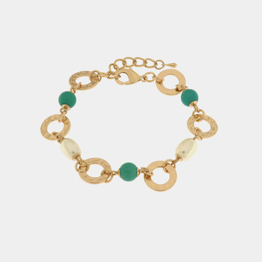 Bracciale in Metallo con pietre verdi e perle