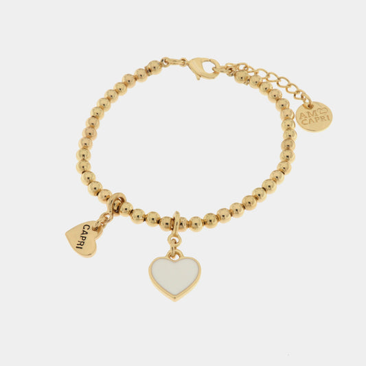 Bracciale in Metallo con cuore bianco