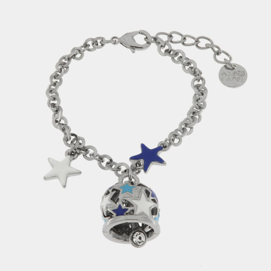 Bracciale in Metallo  campanella con stelle blu e bianche