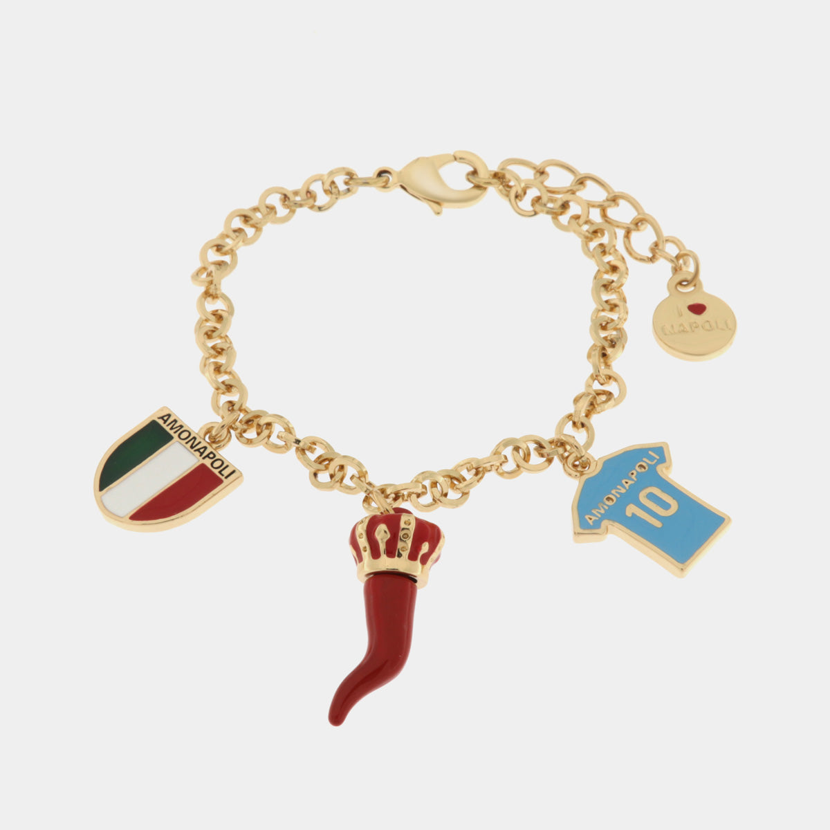 Bracciale in Metallo con maglia del napoli, cornetto e tricolore