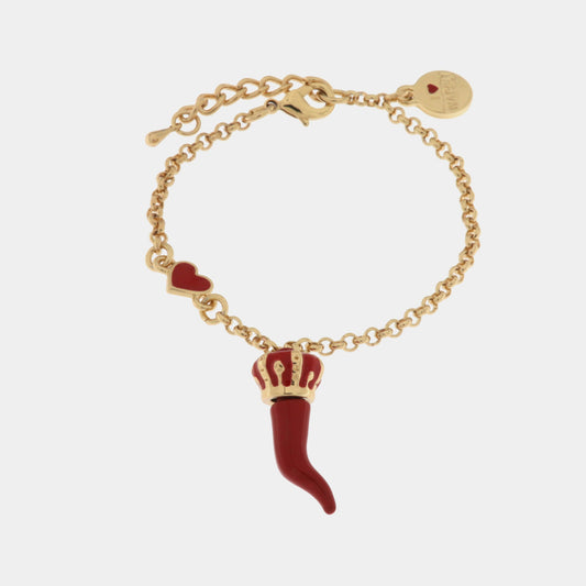 Bracciale in Metallo con corno rosso e corona