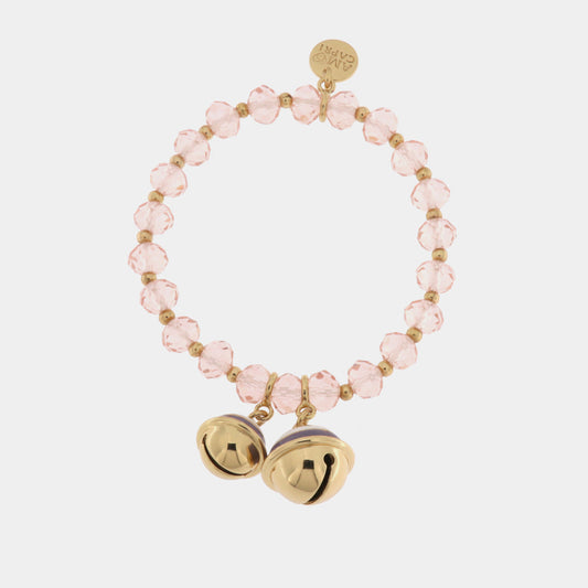 Bracciale in Metallo con sonagli e pietre rosa