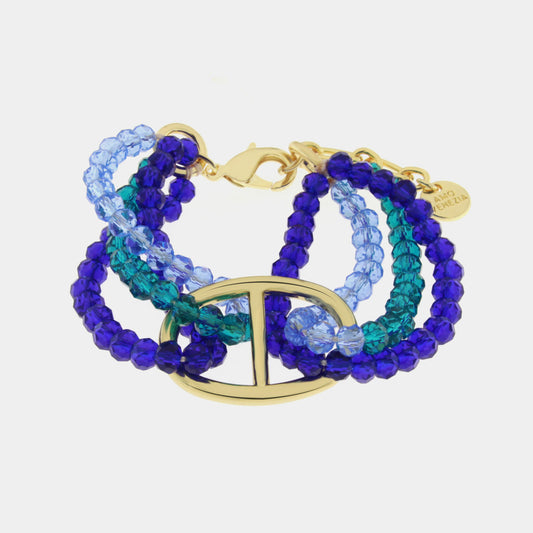 Bracciale in Metallo con perline multifilo blu