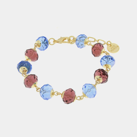 Bracciale in Metallo con cristalli azzurri e rossi