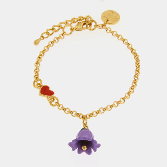 Bracciale in Metallo con campanella a forma di calla viola