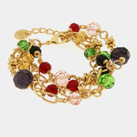 Bracciale in Metallo  multifilo con cristalli colorati