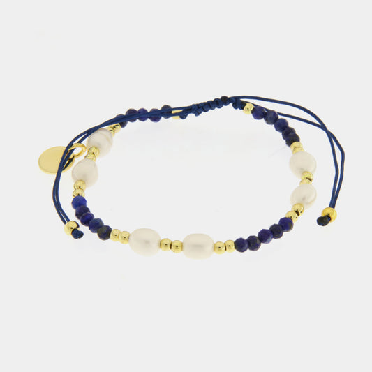 Bracciale in Metallo cordino con pietre blu