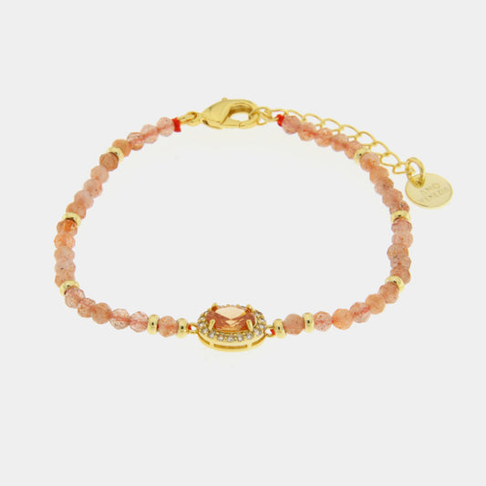 Bracciale in Metallo  con pietre rosa