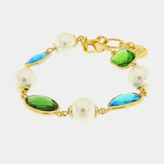 Bracciale in Metallo con cristalli colorati blu e verdi